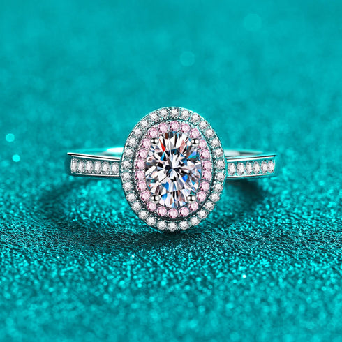 Oval Cut Moissanite Halo Engagement Ring Kay - Jewelry